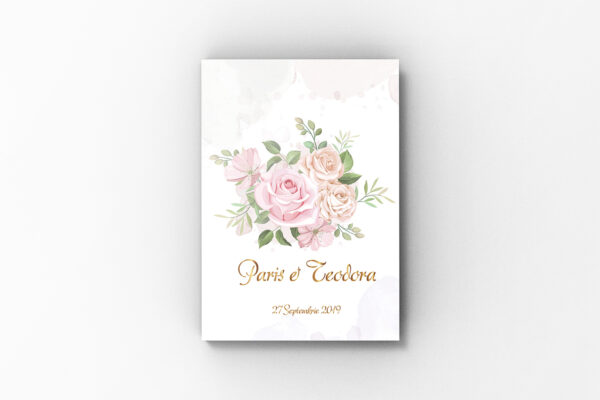 Album de amintiri, Simplu Floral, Roz-Verde,   Layflat 20 x 30 cm