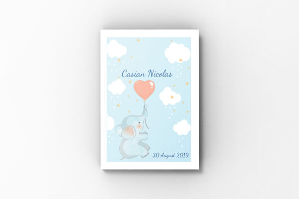 Album de amintiri, Figurina Elefant, Albastru, Layflat 20 x 30 cm